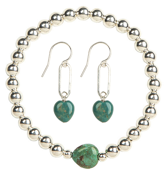Turquoise Heart Bracelet and Earrings